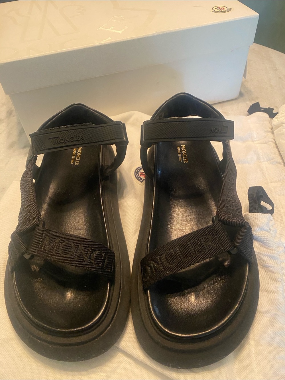 Moncler Black Chunky “Catura” Sandals